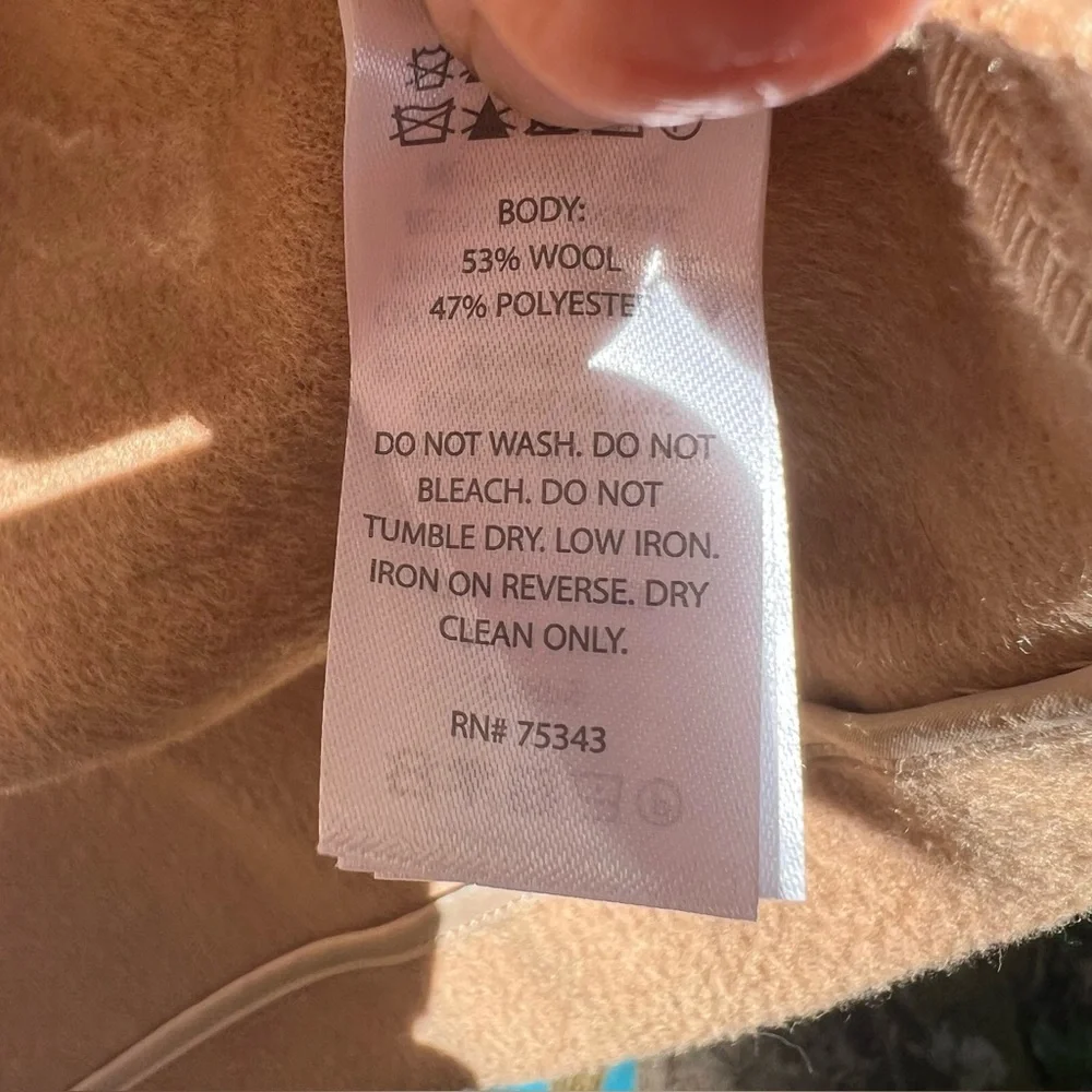 HOUSE OF HARLOW 1960 Wool Coat Long Pea Coat Camel Beige Tan Size Medium - Picture 8 of 11